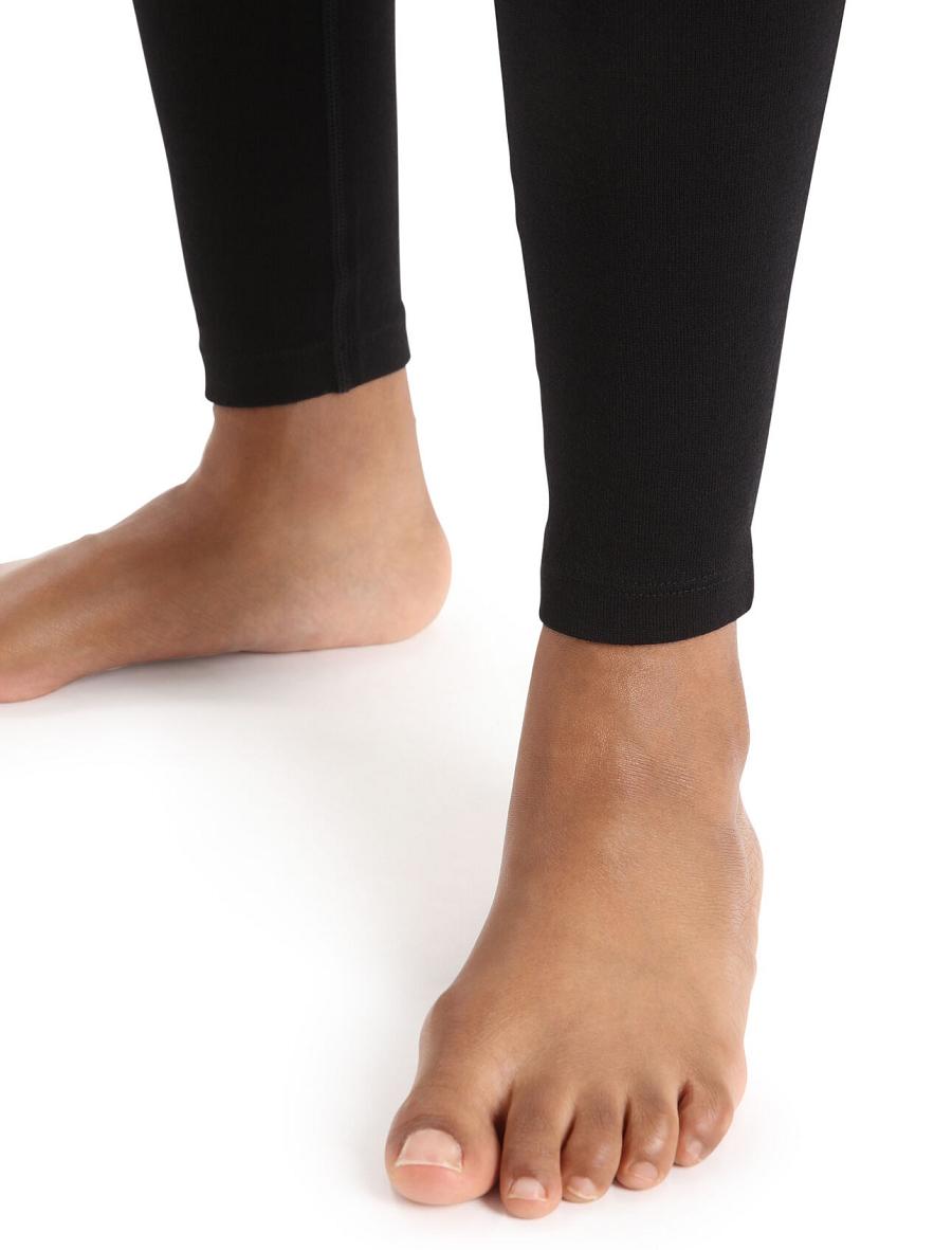 Women's Icebreaker Merino 260 Tech Thermal Leggings Base Layers Black | CA 1022ILHS